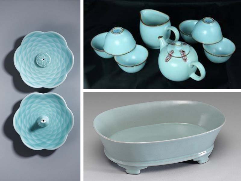 汝窯青磁龍耳方形尊 – Ru ware Celadon Vase | 陶磁オンライン